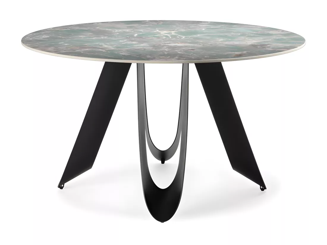 Zalcor - Table à manger 6 personnes ronde en céramique - Vert