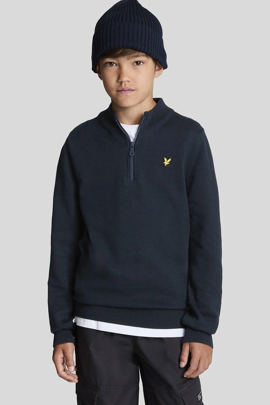 Lyle & Scott trui donkerblauw fijn gebreid
