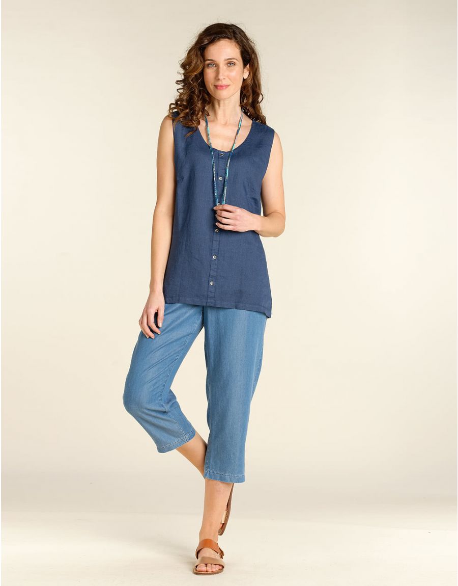 Pantacourt lyocell bleu