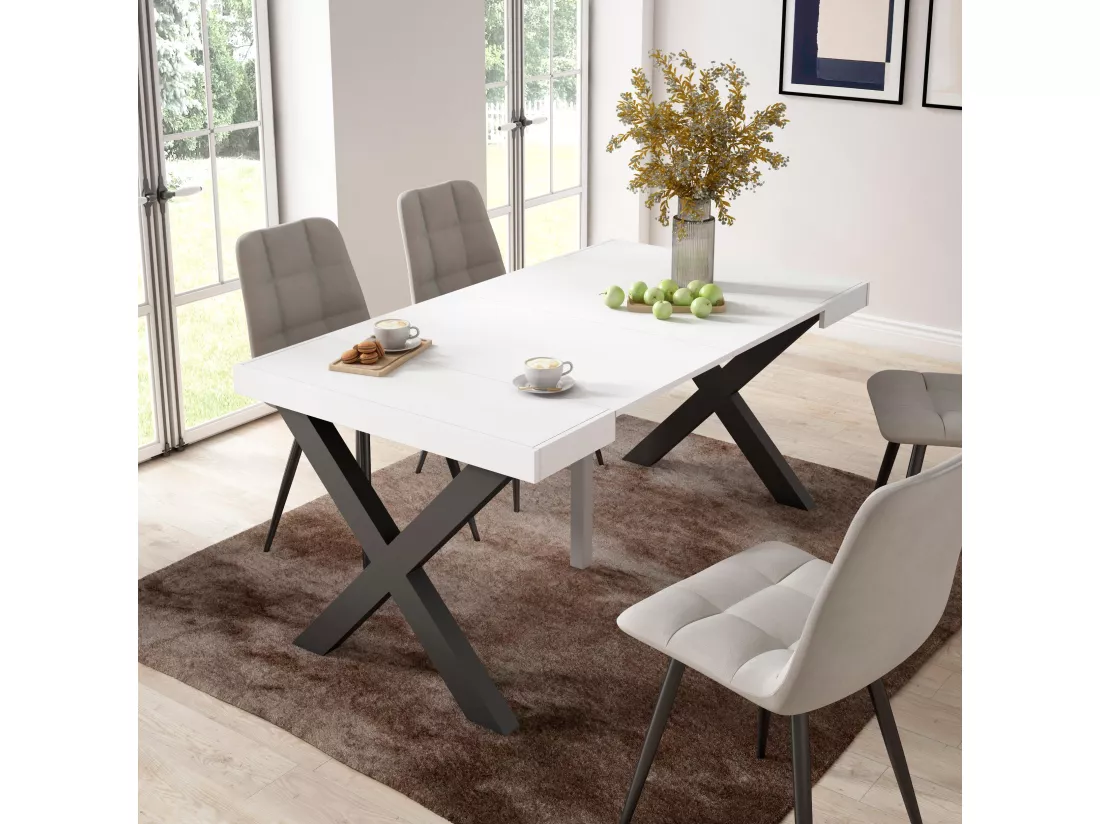 Table console extensible, 160, Pour 8 personnes, Pieds bois massif
