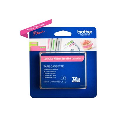 Brother TZeMQP35 - Ruban d'étiquettes auto-adhésives - 1 rouleau (12 mm x 5 m) - fond rose écriture blanche - mat