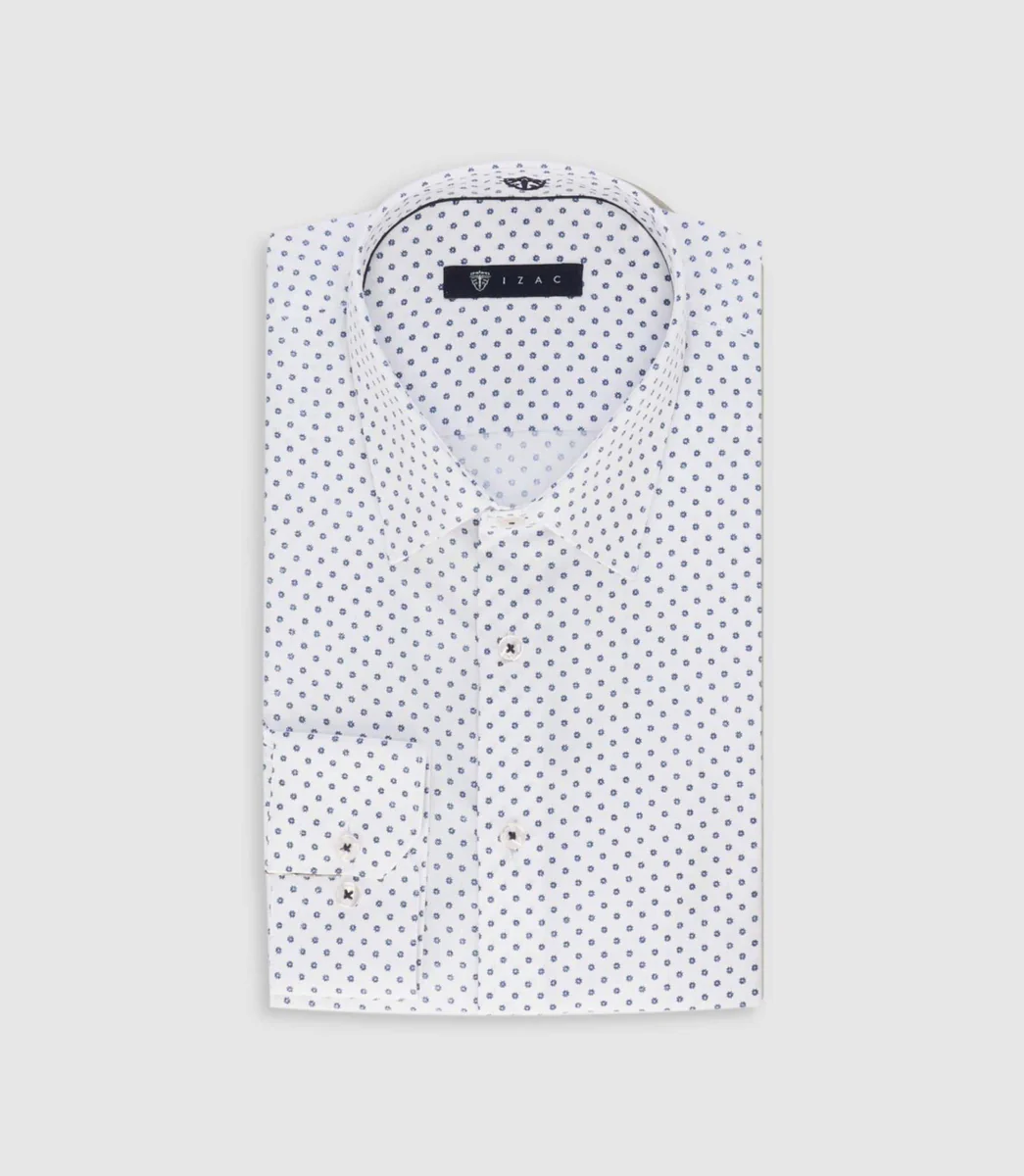 Chemise slim à imprimé micro motifs blanc MATHEWOUT