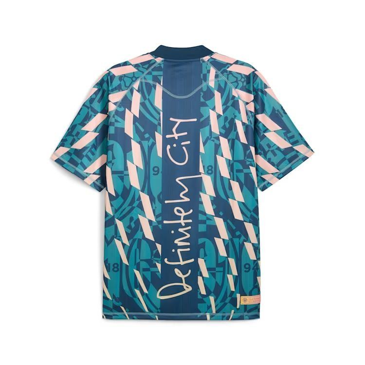 Manchester City T-Shirt ftblStatement Retro - Marine Blue/Turquoise Surf