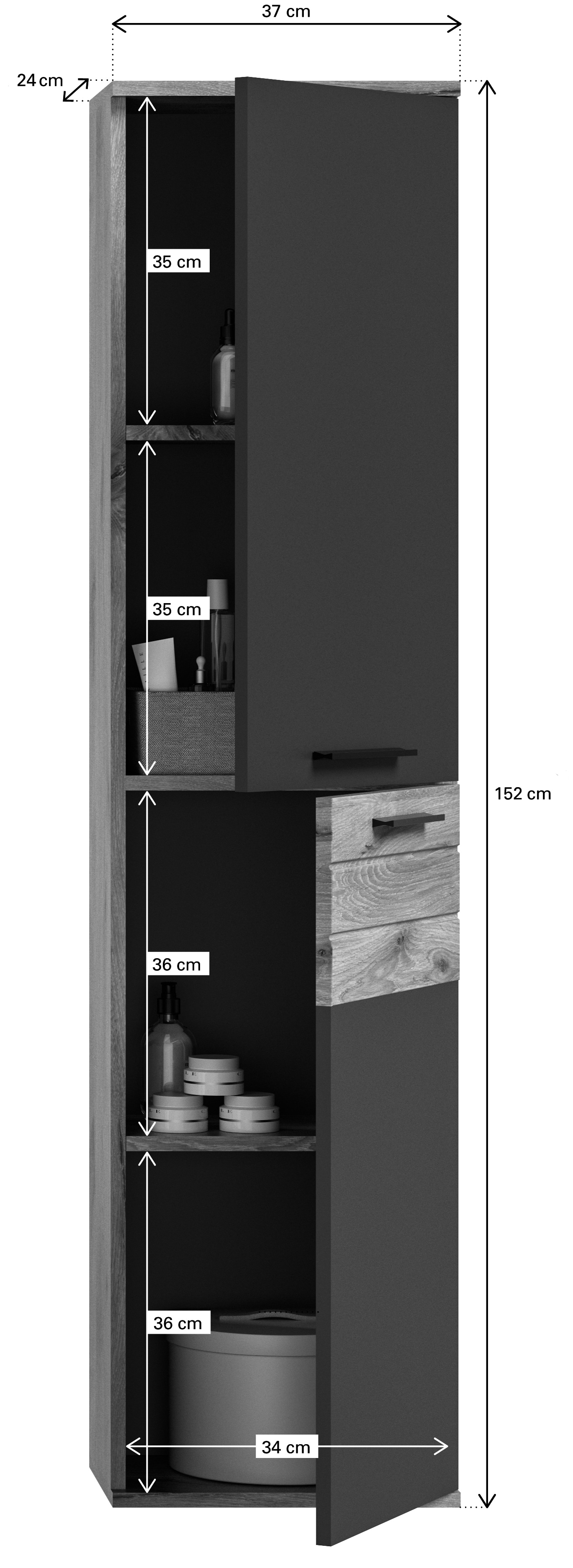 Bad-Hochschrank MASON grau/braun 152cm