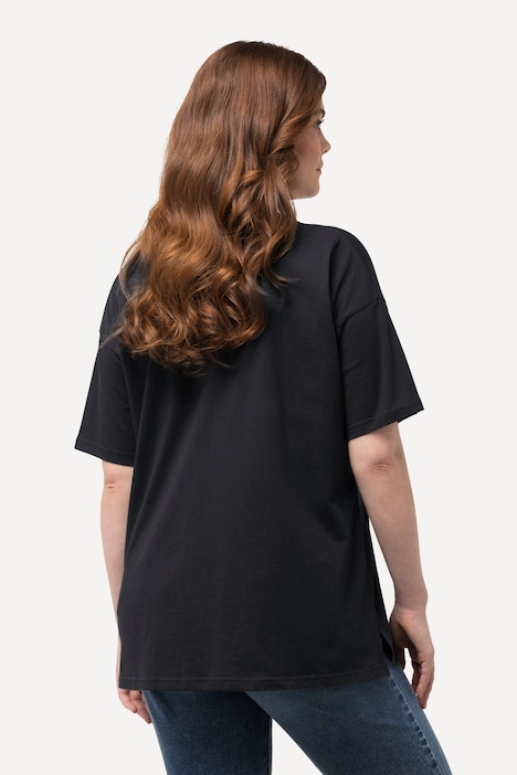 T-Shirt, Frottee-Schriftzug, Oversized, Rundhals, Halbarm