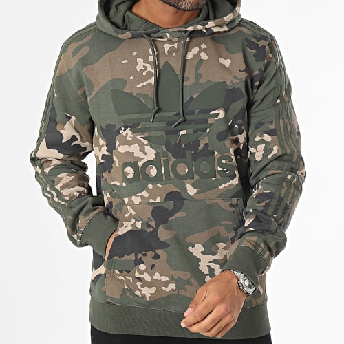 Sweat Capuche A Bandes Camo AOP IP0284 Vert Kaki Camouflage