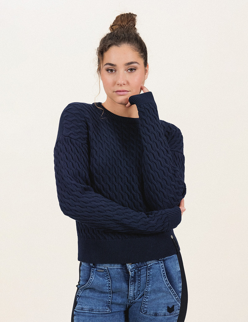 HBT TRANSVERSAL | ELIOTT PULL FEMME COL ROND MARINE