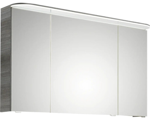 Pelipal Sunline 108 badkamermeubelset, BxHxD 153 x 200 x 50,8 cm, grafiet getextureerde fronten, 4-delige badkamermeubelset met wastafel en badmeubel van wit mineraalmarmer, spiegelkast met LED-verlichting, wandkast