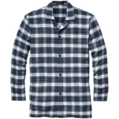 Herren-Flanellpyjama kariert, Blau-Grün