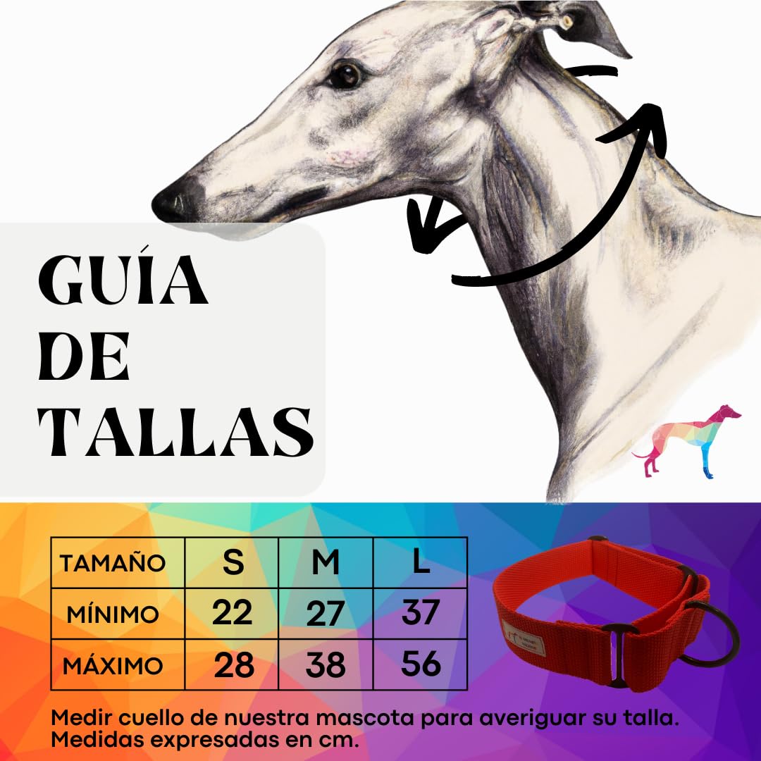 EGV - Coleira Martingale. Coleira artesanal para galgo, fabricada na Espanha (vermelha).
