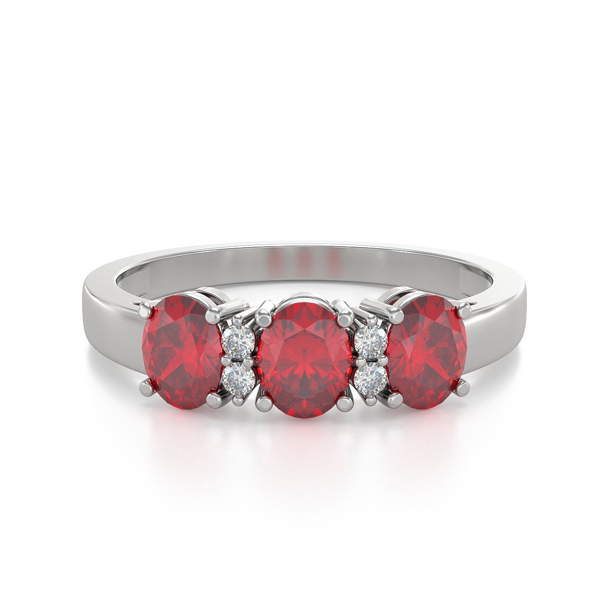 Bague Rubis et diamants sur Argent 925 2.25grs