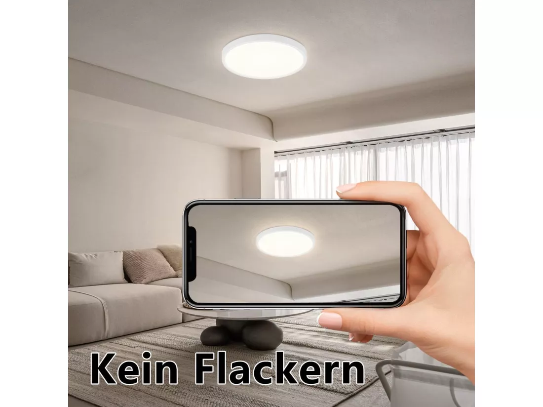 NETTLIFE Plafonnier LED plafonnier cuisine 15W lampe de salle de bain plate 4000K IP44