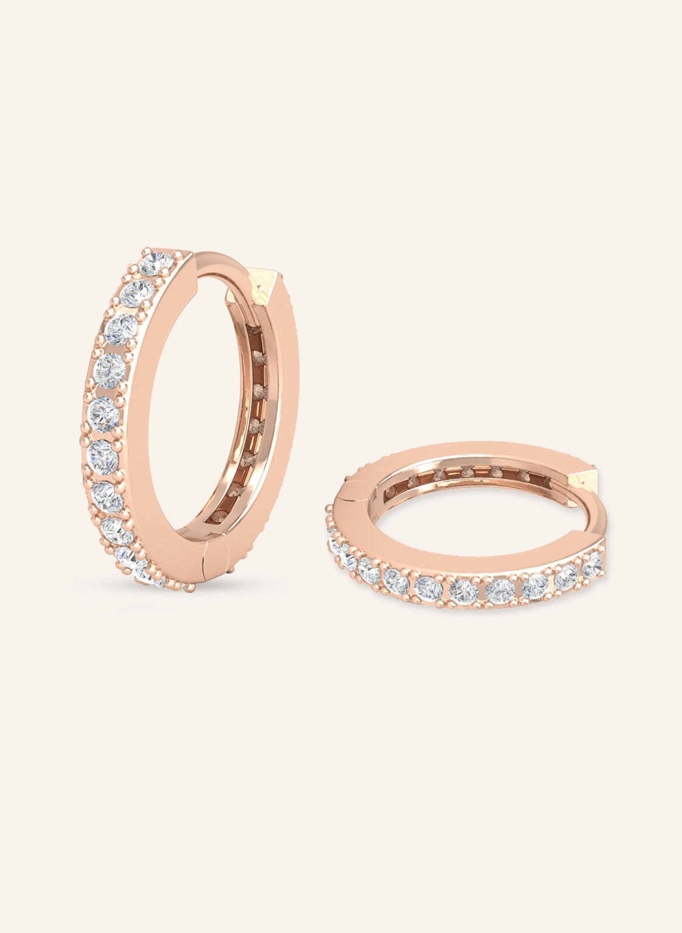 VEYNOU Creolen HUGGIES aus 14 Karat Roségold mit lab-grown Diamanten