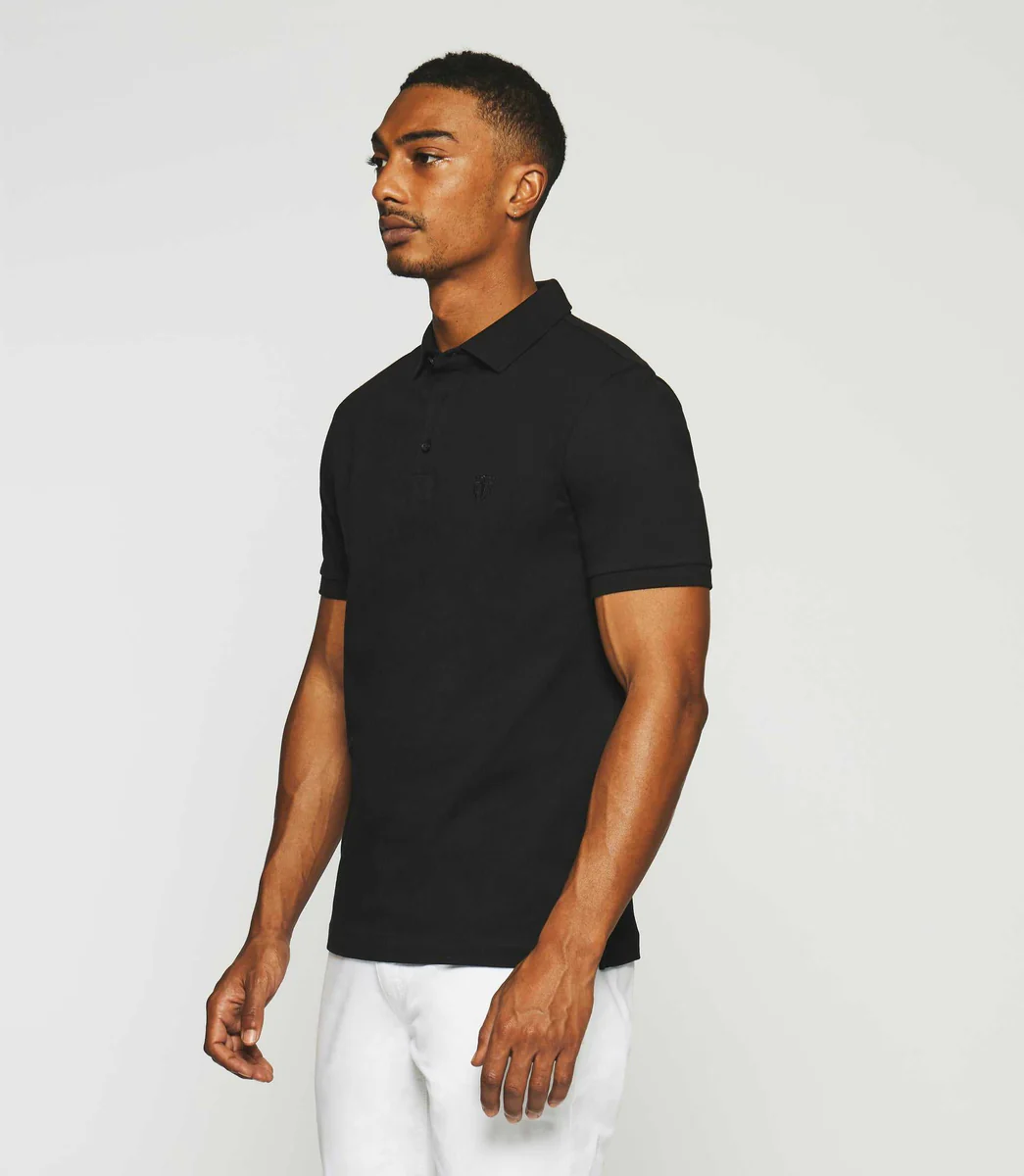 Polo uni manches courtes noir GREGOR