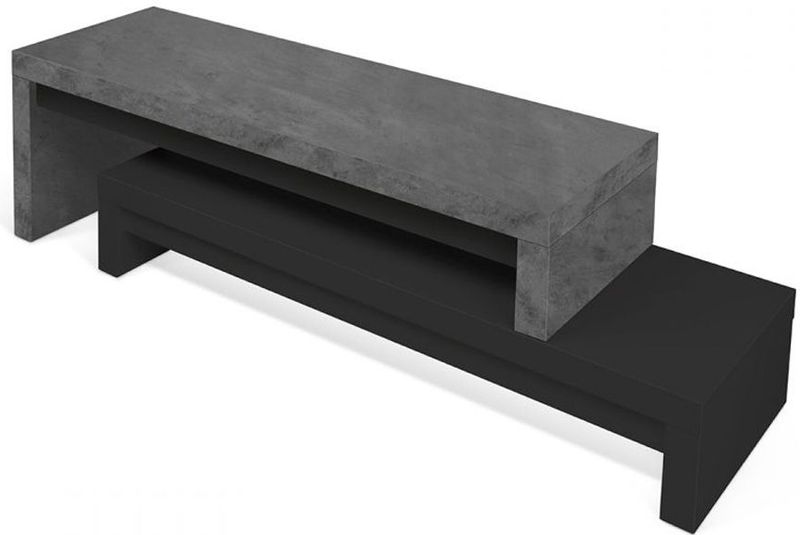 Temahom - 9000.63957 - Tv-meubel Cliff 125/235 X 38 X 20/40 C - Melamine-effect en Zwarte Lak