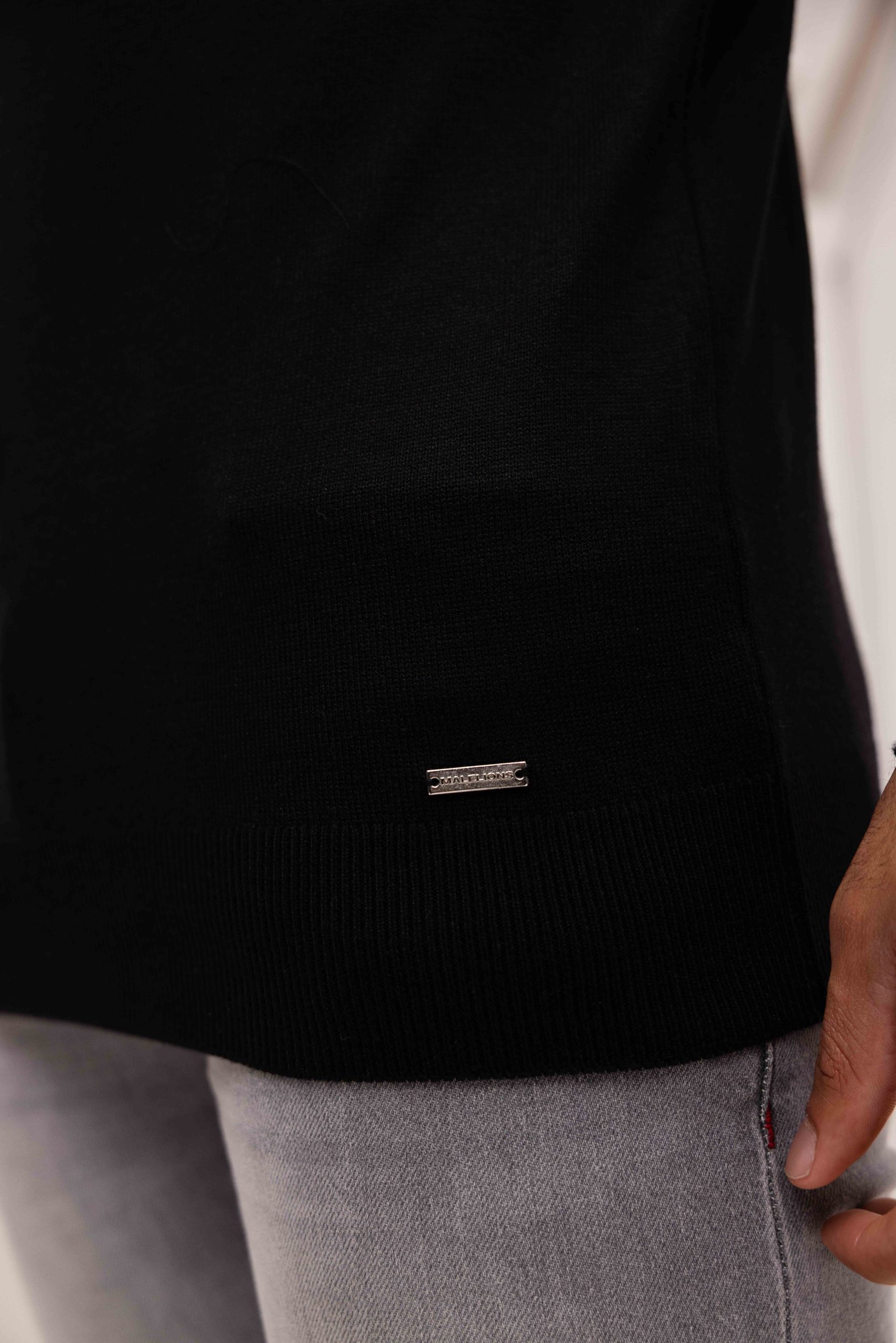 Malelions Knitted Turtleneck Sweater Heren Zwart