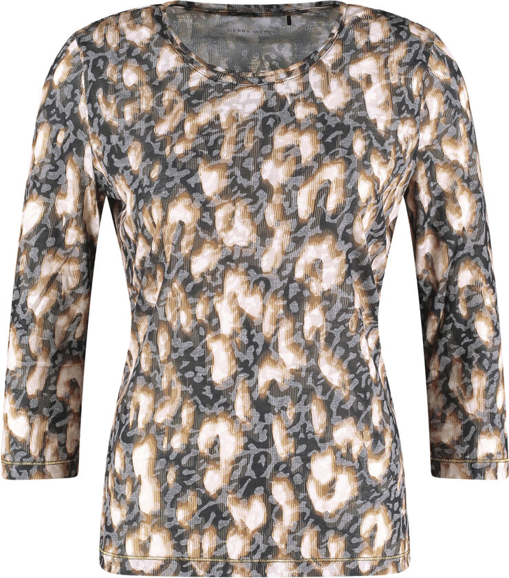 Gerry Weber T-SHIRT 3/4 SLEEVE Black/camel leopard print