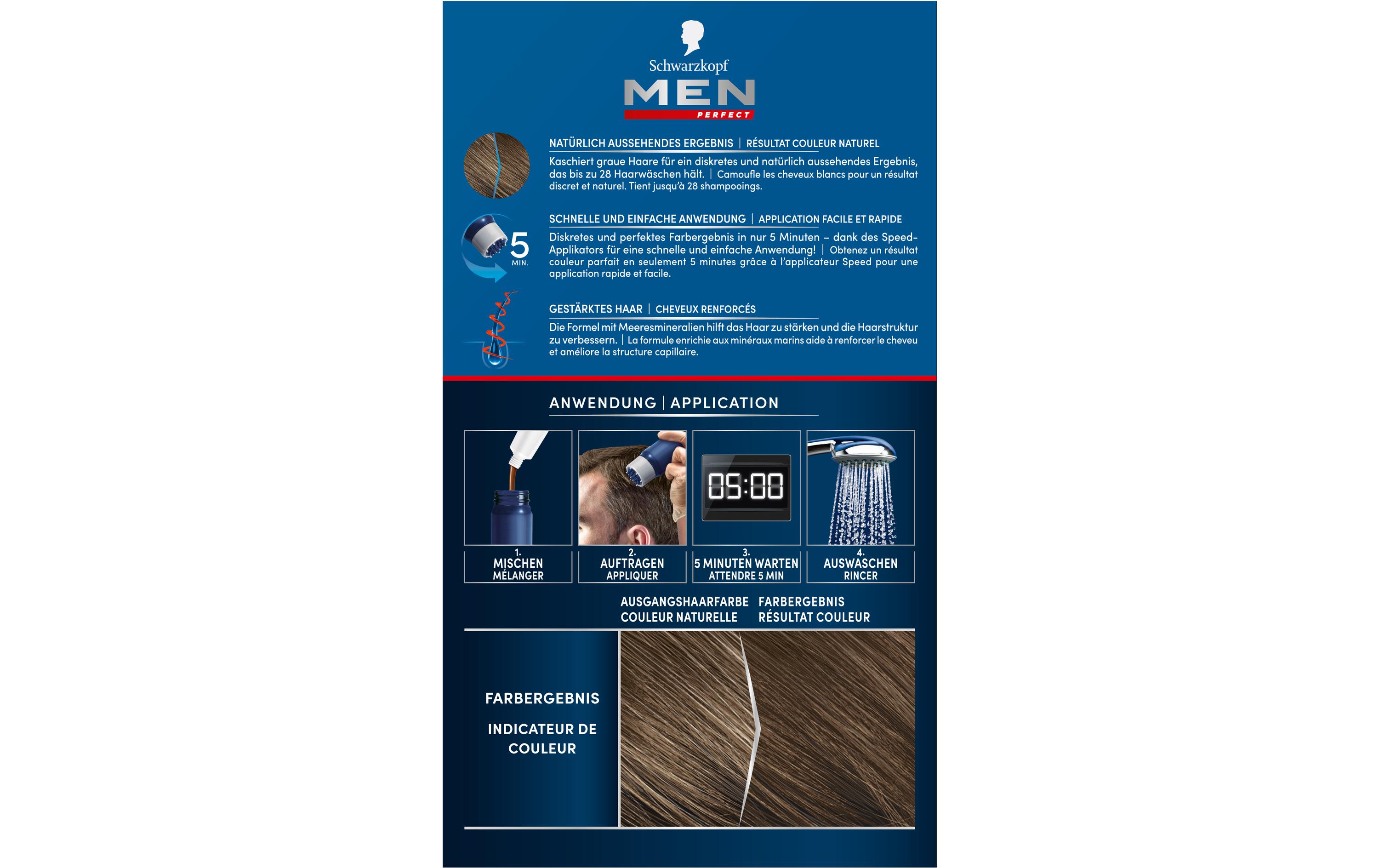 Haarcoloration Anti-Grau 50 HellbraunLeicht anzuwendende Gel-Coloration für Männer