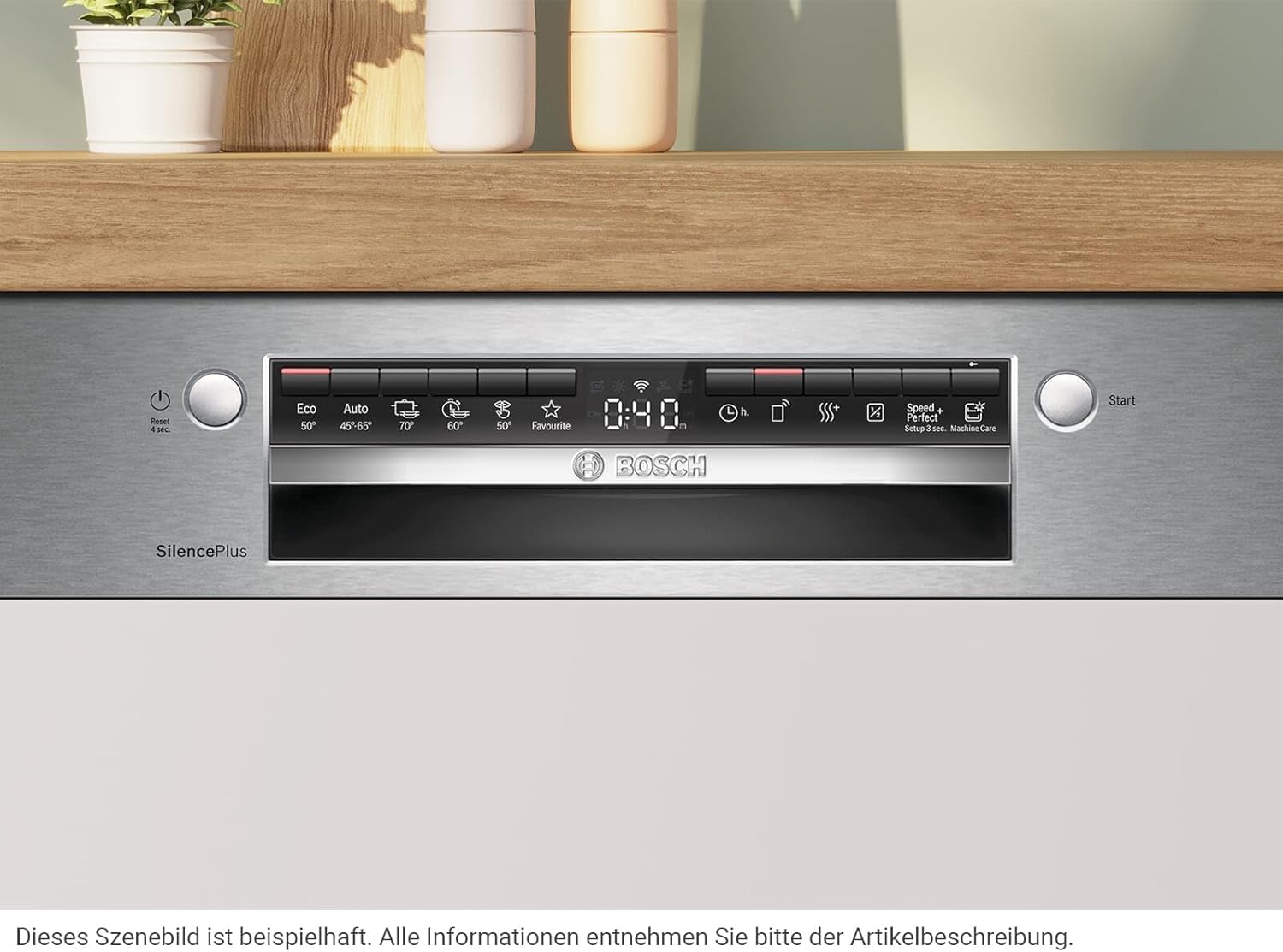 Bosch SMI4EAS28E Serie 4, Smarter Geschirrspüler Teilintegriert 60 cm, Besteckkorb, Spülmaschine Made in Germany, besonders leise, Extra Trocknen, SpeedPerfect Plus, Programmassistent, Edelstahl