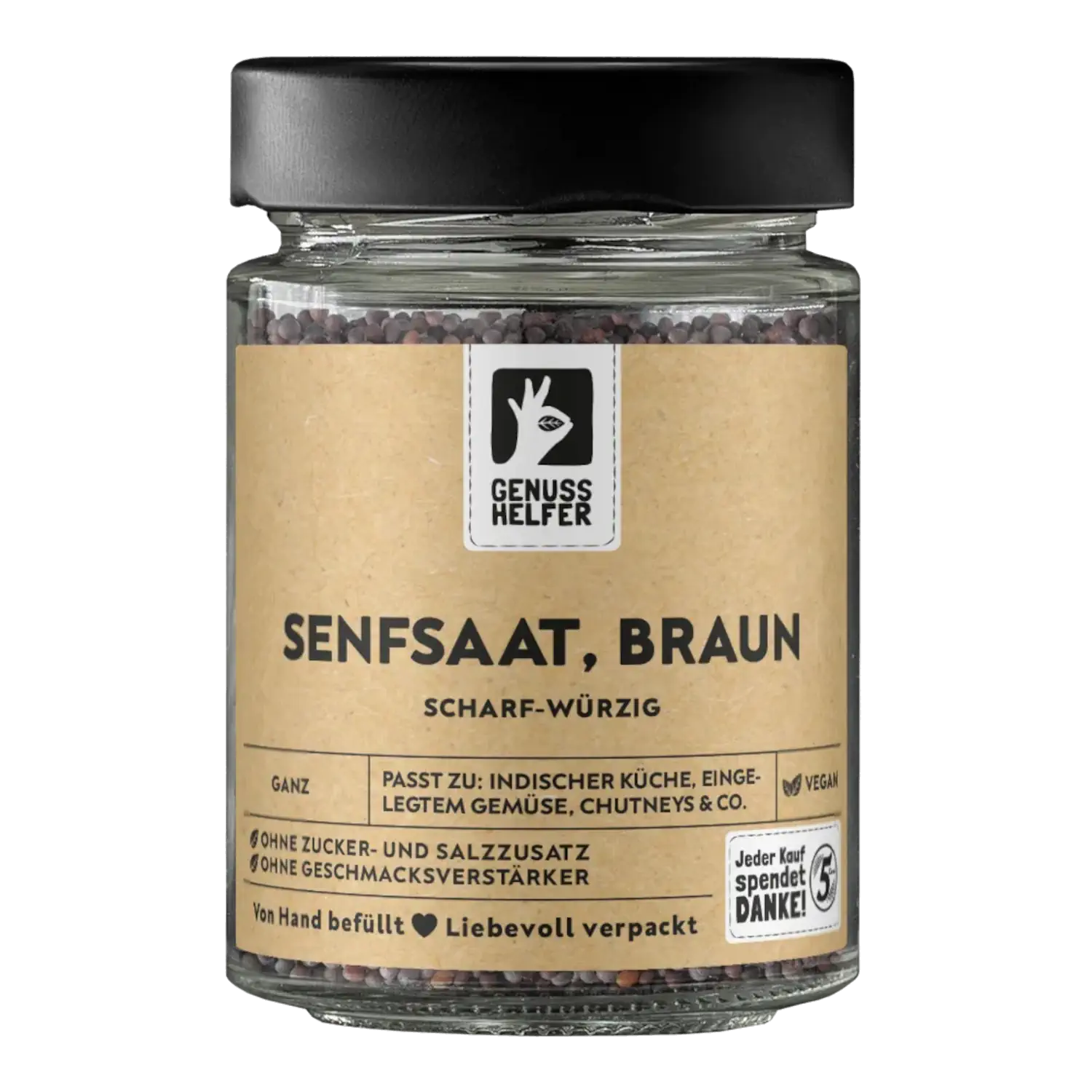 Senfkörner braun, ganz, im Glas