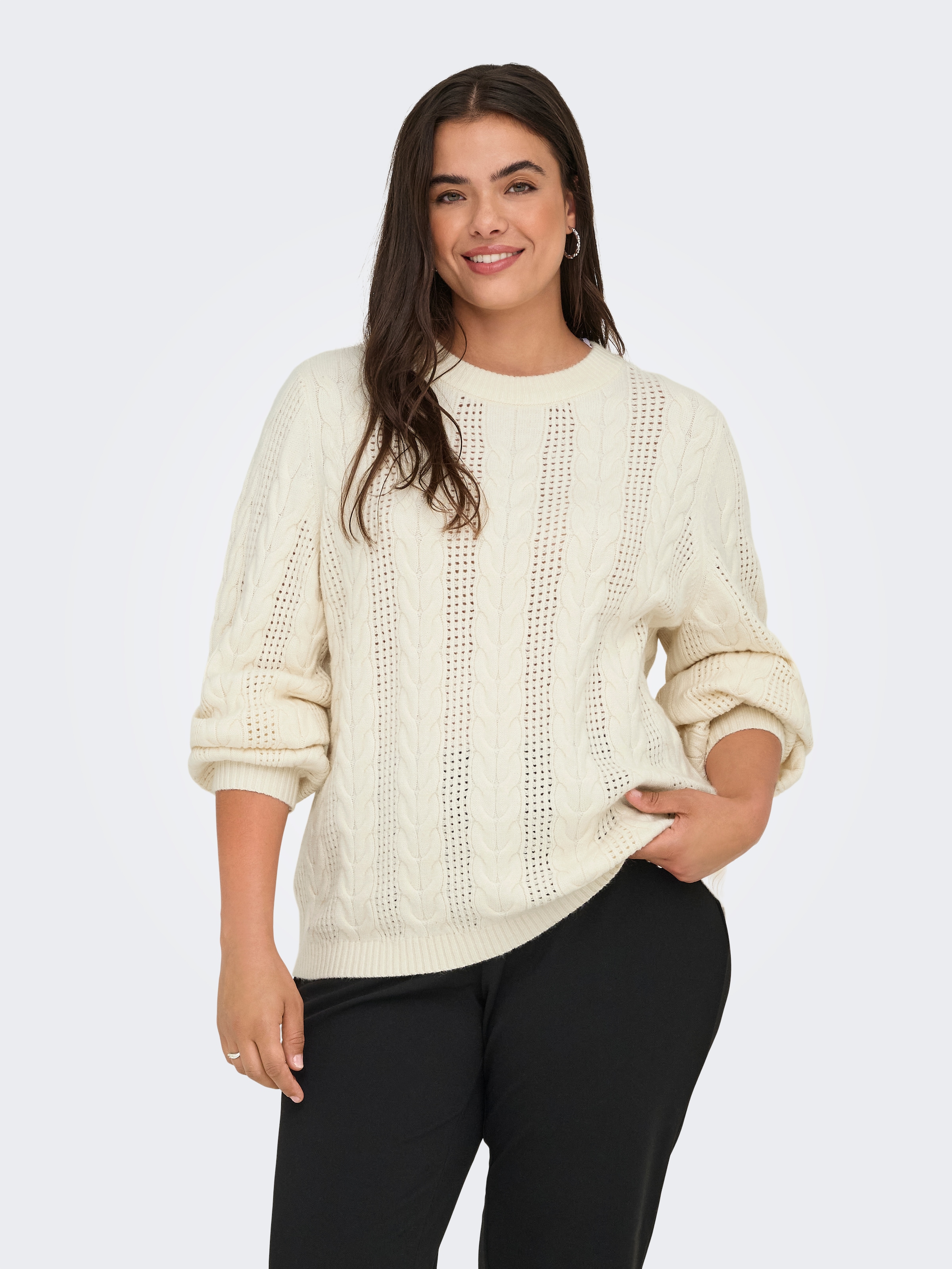 ONLY CARMAKOMA Strickpullover »CARRUBINA LS CABLE O-NECK KNT NOOS«