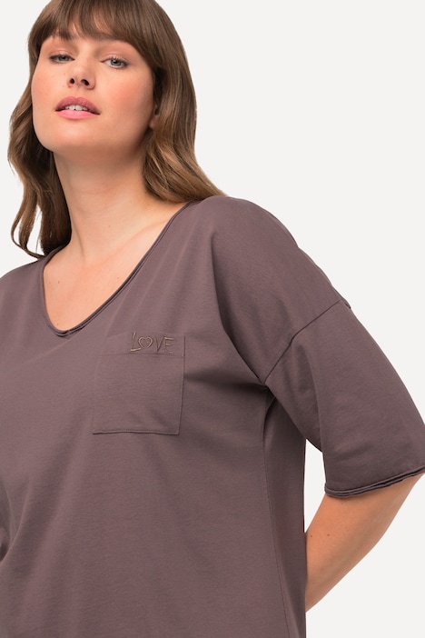 Loungewear-Shirt, Rollkante, Oversized, Rundhals, Halbarm