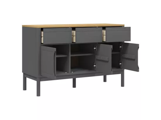 Buffet FLORO gris 114x43x74 cm bois massif de pin