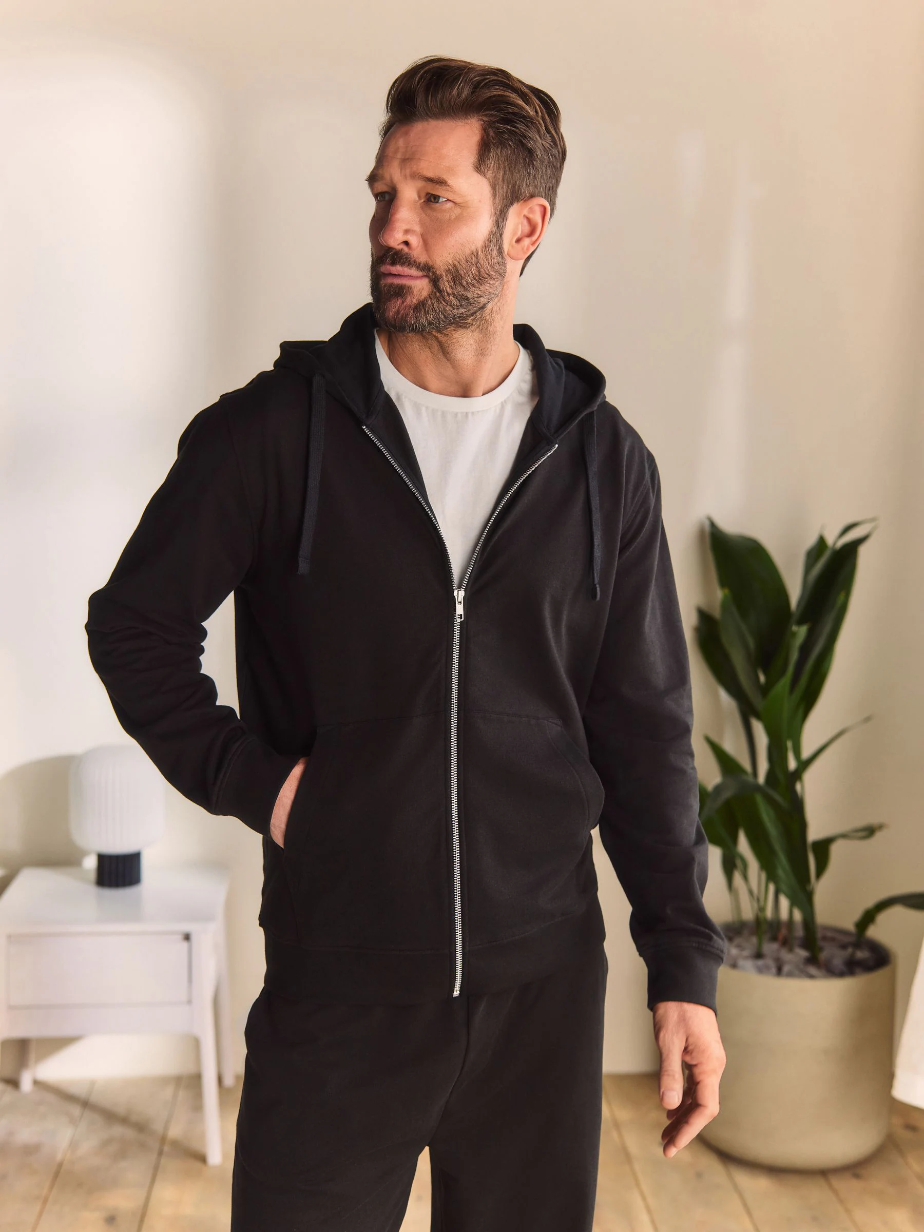 Zwart - Lichte hoodie met rits