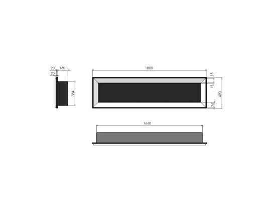 Cheminée au bioéthanol encastrable Frame 1800 SimpleFire avec verre noir