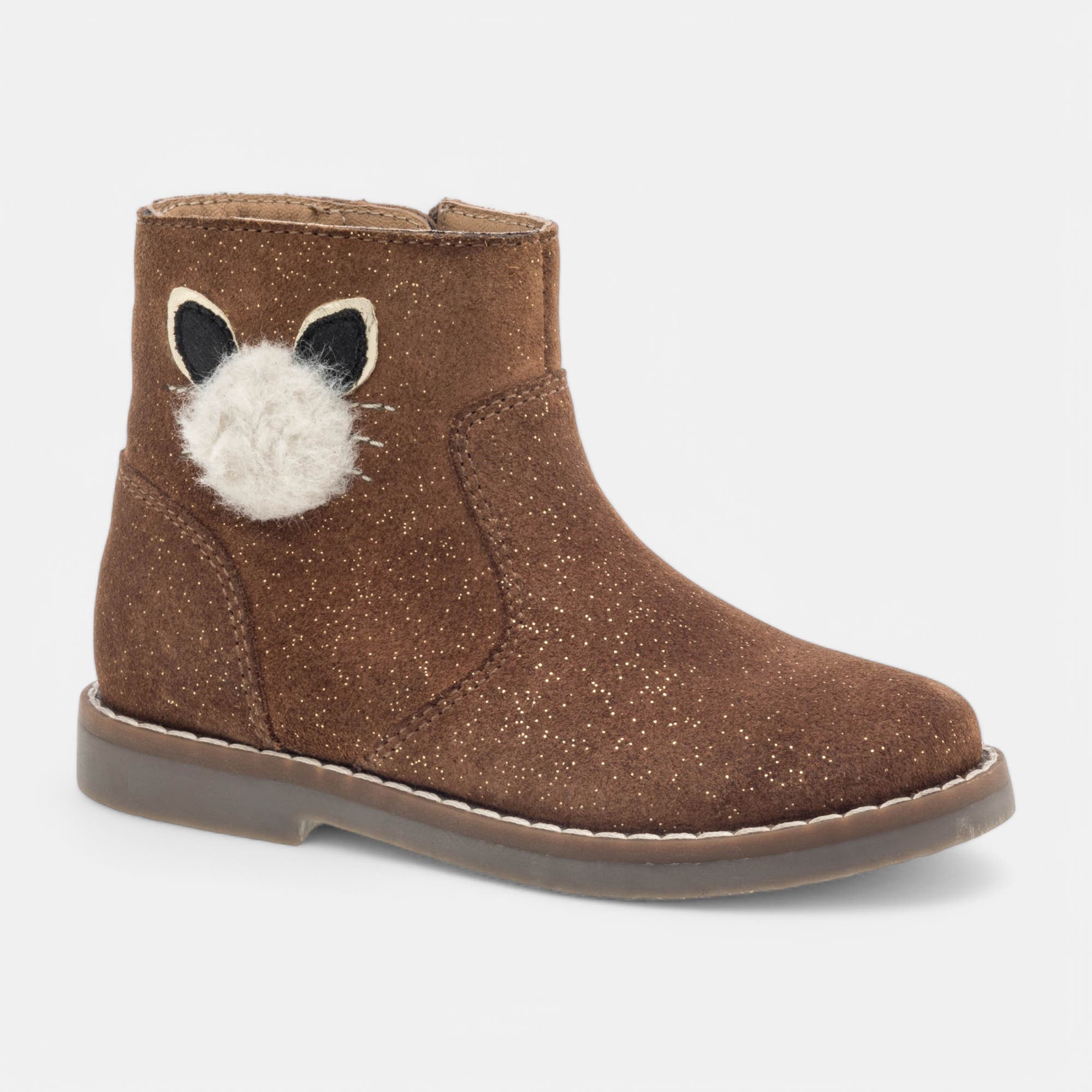 Bottines Fille en cuir cognac