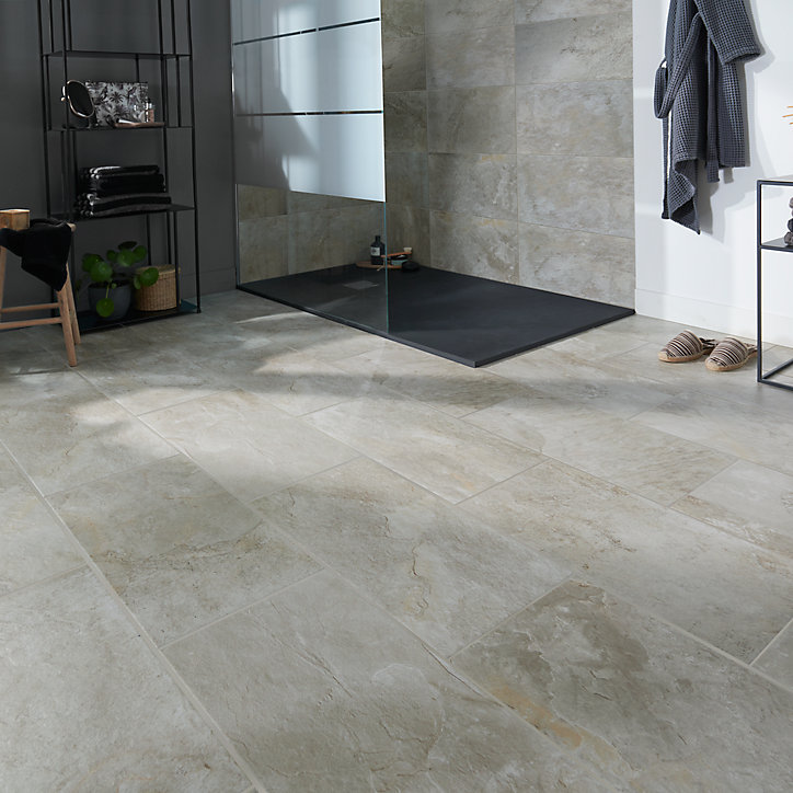 Carrelage sol beige 30,8 x 61,5 cm Shaded Slate