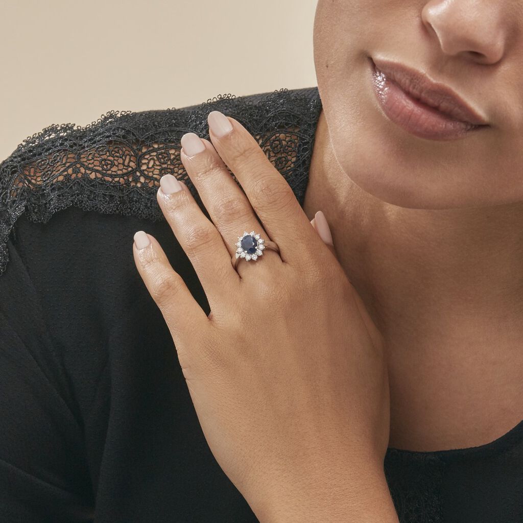 Bague Vladimir Or Blanc Saphir Et Diamant