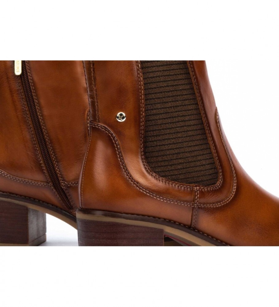 Botas de cano curto Pikolinos Llanes em couro cor camelo - Altura do salto: 6 cm -
