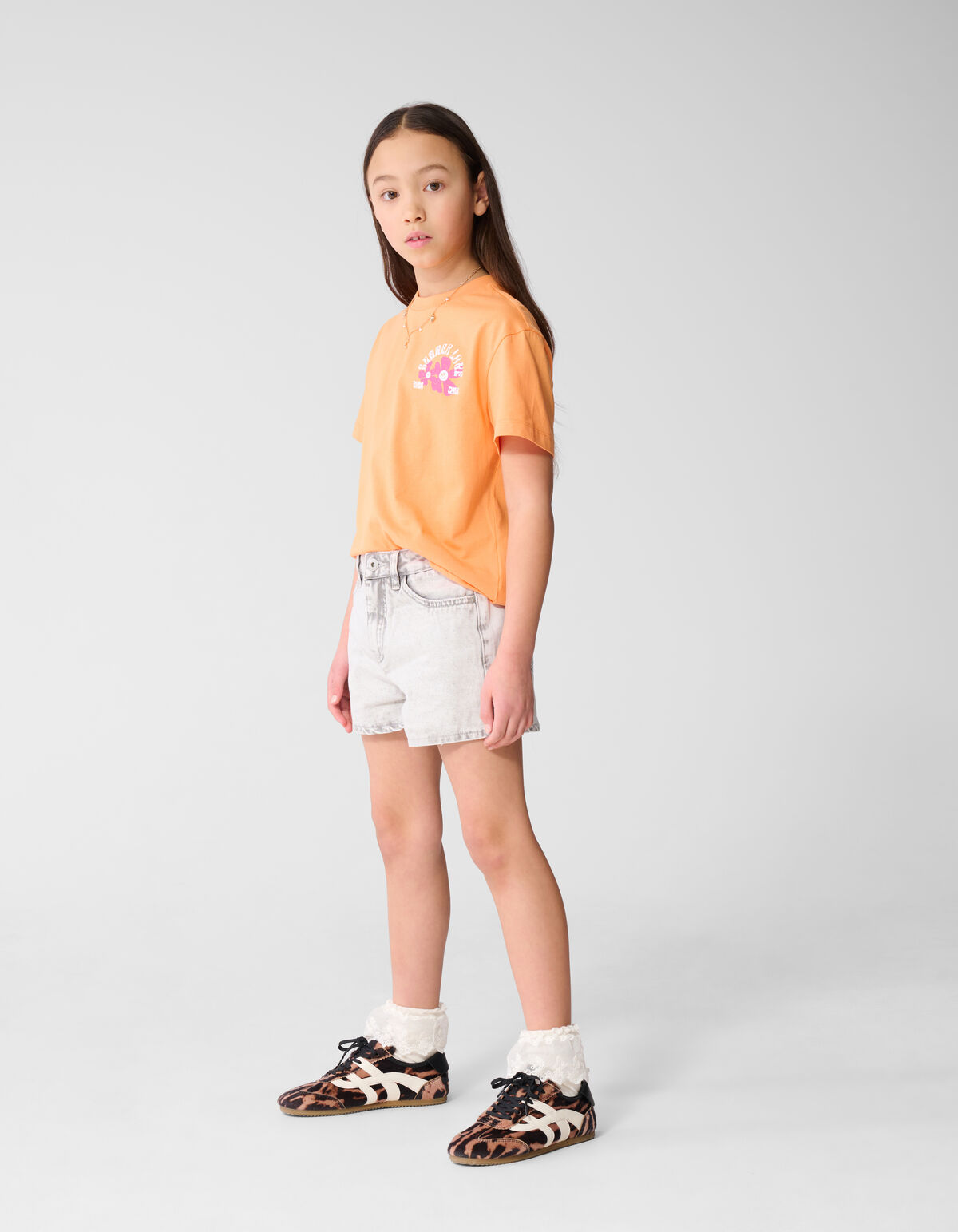 Basis Denim Short Lichtgrijs