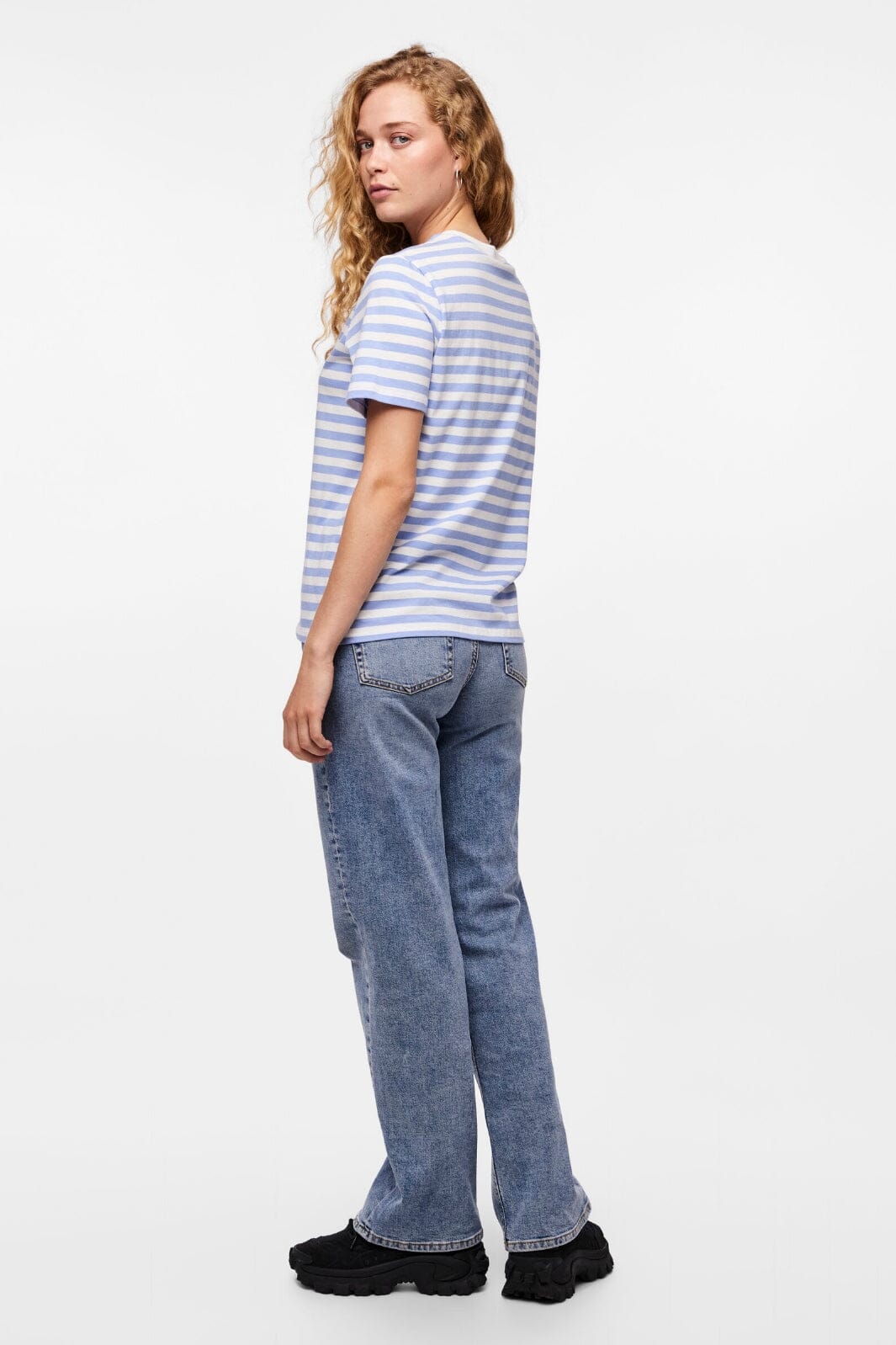 Pieces Pcria Ss Tee Stripes 4400582 hydrangea bright white