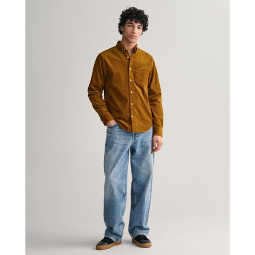GANT Langærmet Fløjlsskjorte, Woody Brown, S