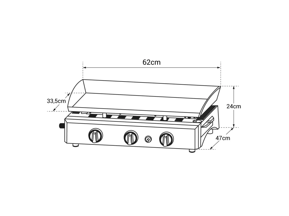 Plancha au gaz SÉVILLE - 3 brûleurs 7,5kW