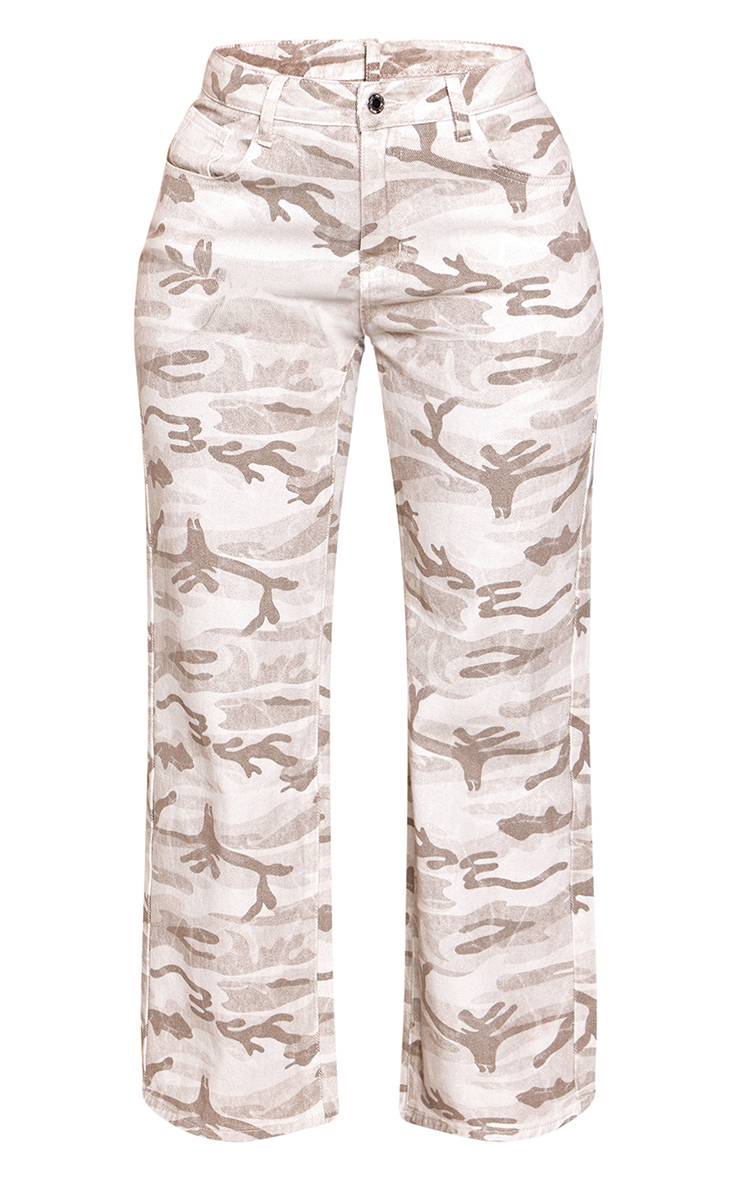 Sable Jean En Denim Large À Taille Basse Effet Délavé Imprimé Jadore Camouflage Shape