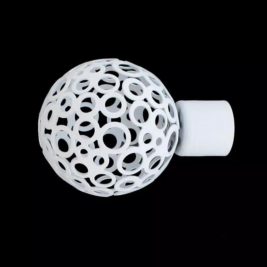 Lot de 2 embouts tringle (D20 mm) Jim Boule perforée Blanc mat