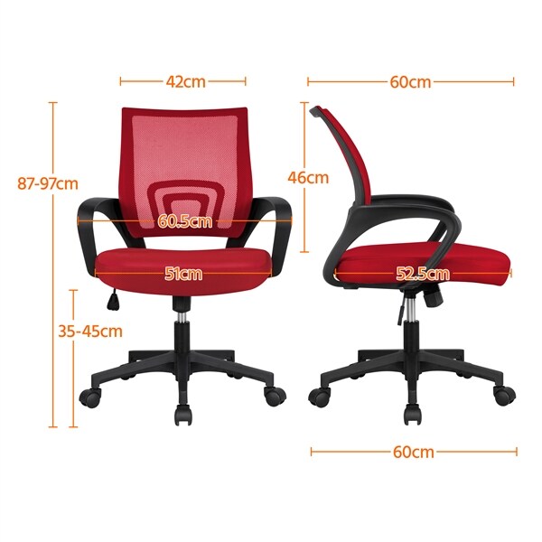 Yaheetech Schreibtischstuhl Bürostuhl Ergonomisch Drehstuhl Bürosessel Mesh Netz Höhenverstellbar