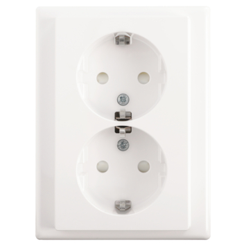 Schneider Merten System-M Dubbel Geaard Stopcontact Actief Wit