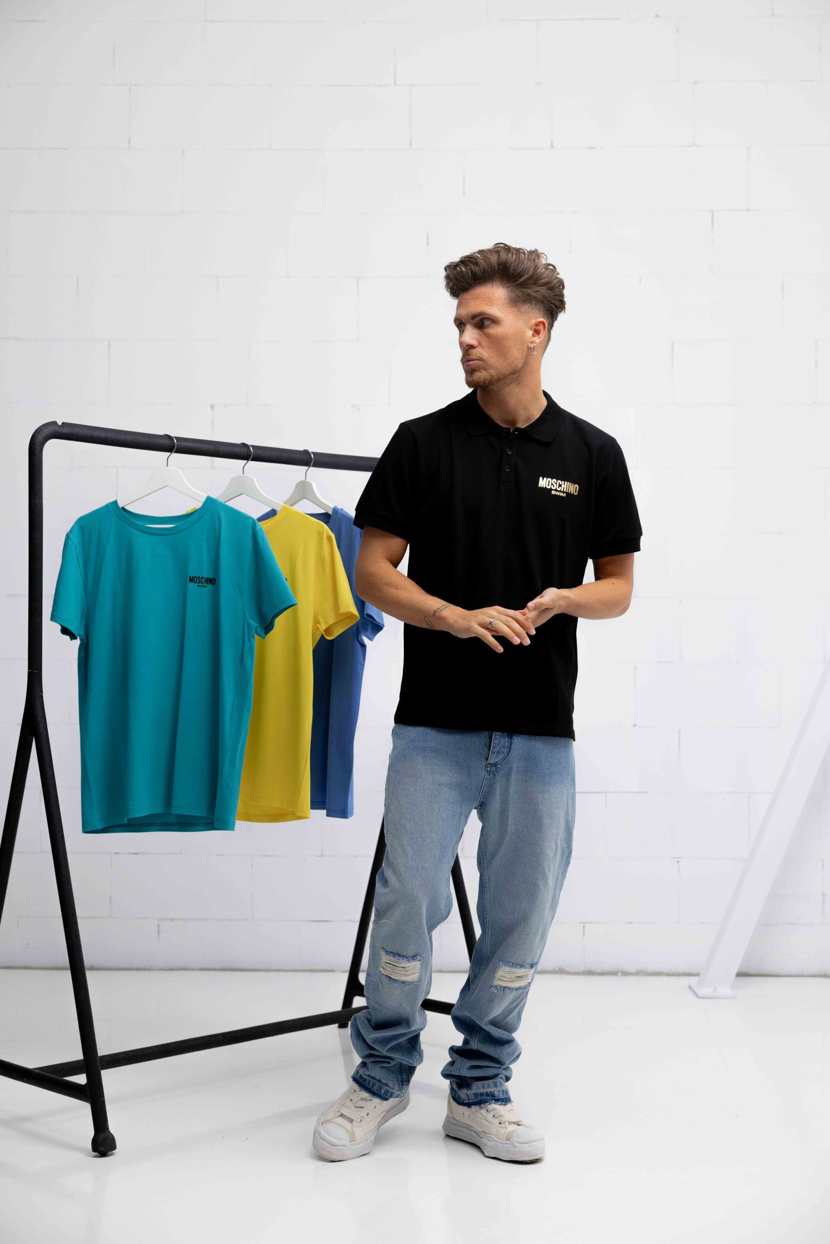 Moschino Swim Polo Heren Zwart