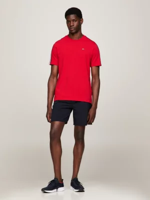 Camiseta de gola redonda com estampa da bandeira esportiva