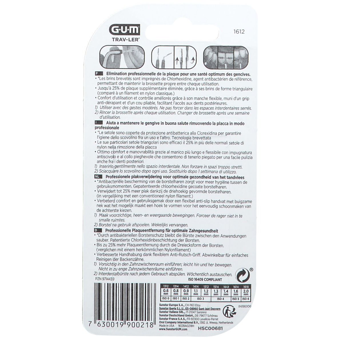 GUM® Trav-Ler® Interdentalbürsten 1,4 mm rosa mit Kappe