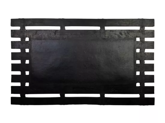 Tapis en caoutchouc et fibres naturelles imprimé traces marron 75x45