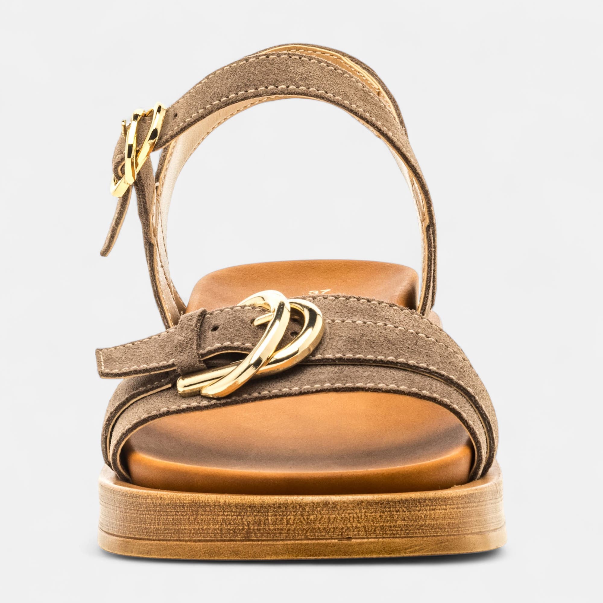 Nu-pieds Femme en cuir taupe