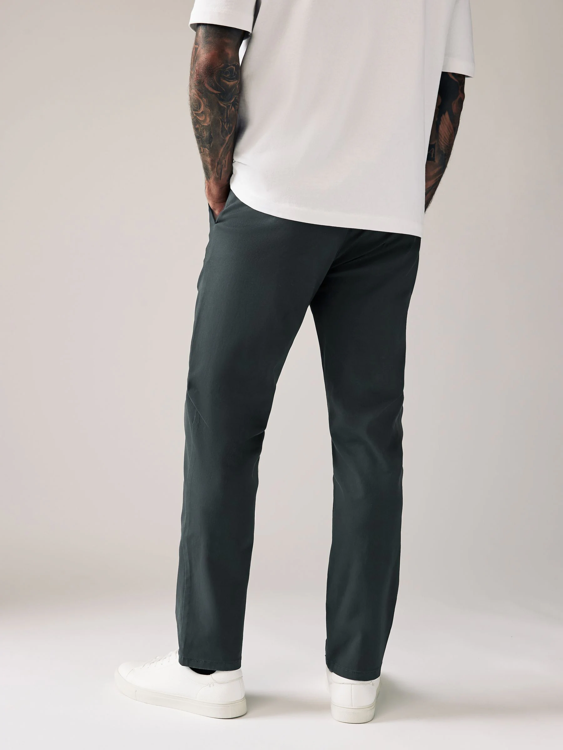 Antracietgrijs - Straight fit - Stretchy chino