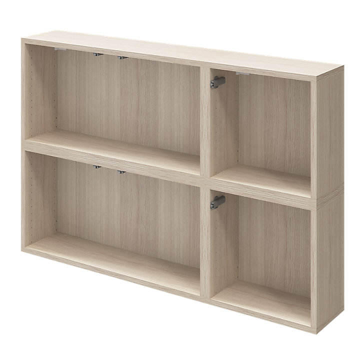 Buffet suspendu effet chêne avec 6 portes blanches GoodHome Atomia H. 75 x L. 112,5 x P. 22 cm