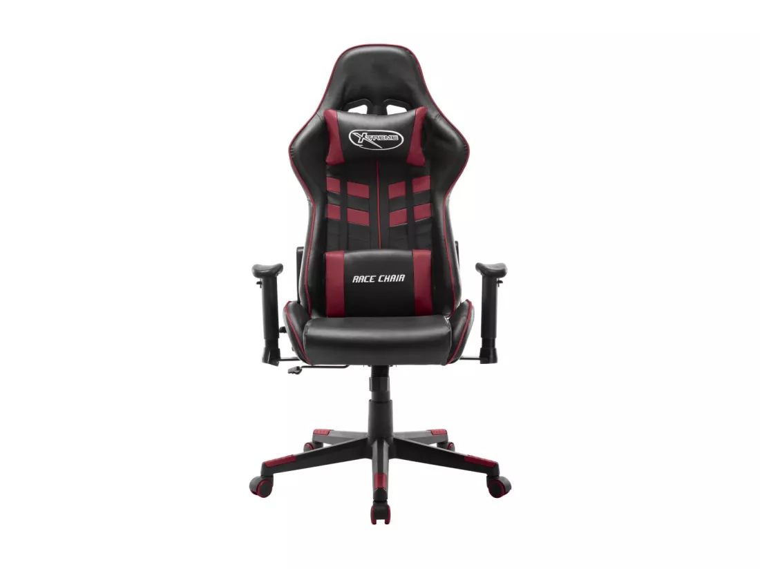 Chaise de jeu Noir et rouge bordeaux Cuir artificiel