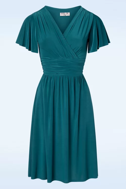 Vintage Chic for Topvintage Sadie swing jurk in groenblauw